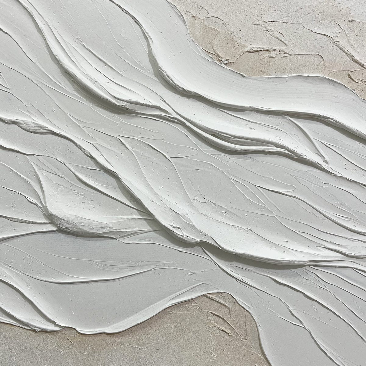 WHITE SANDS: Textured Abstract Oil Painting in White