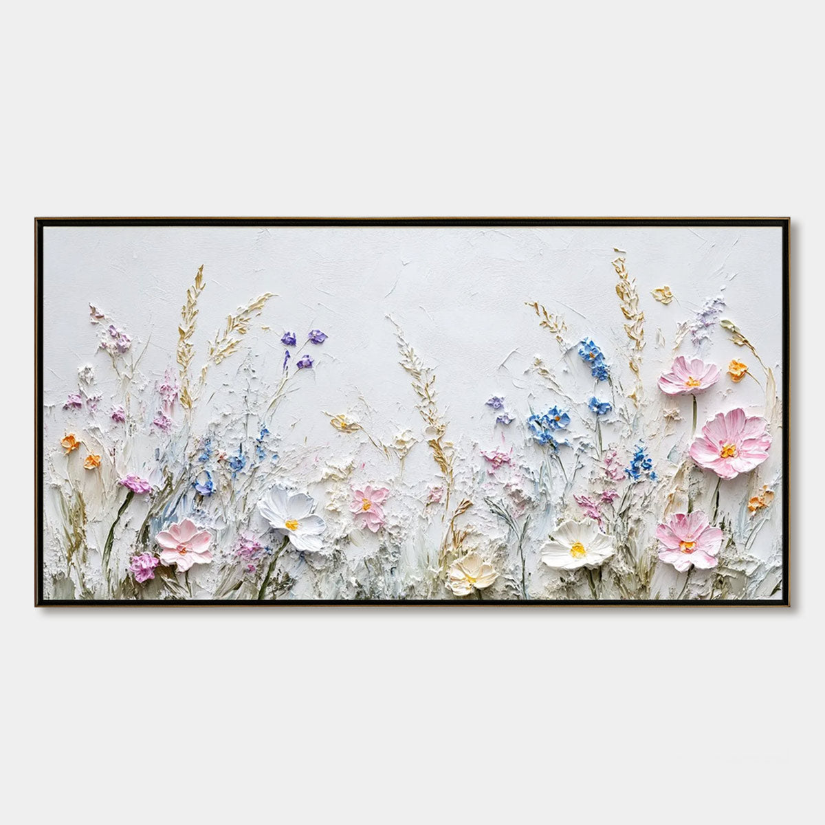 Wildflower Serenade impasto floral oil painting wall art décor