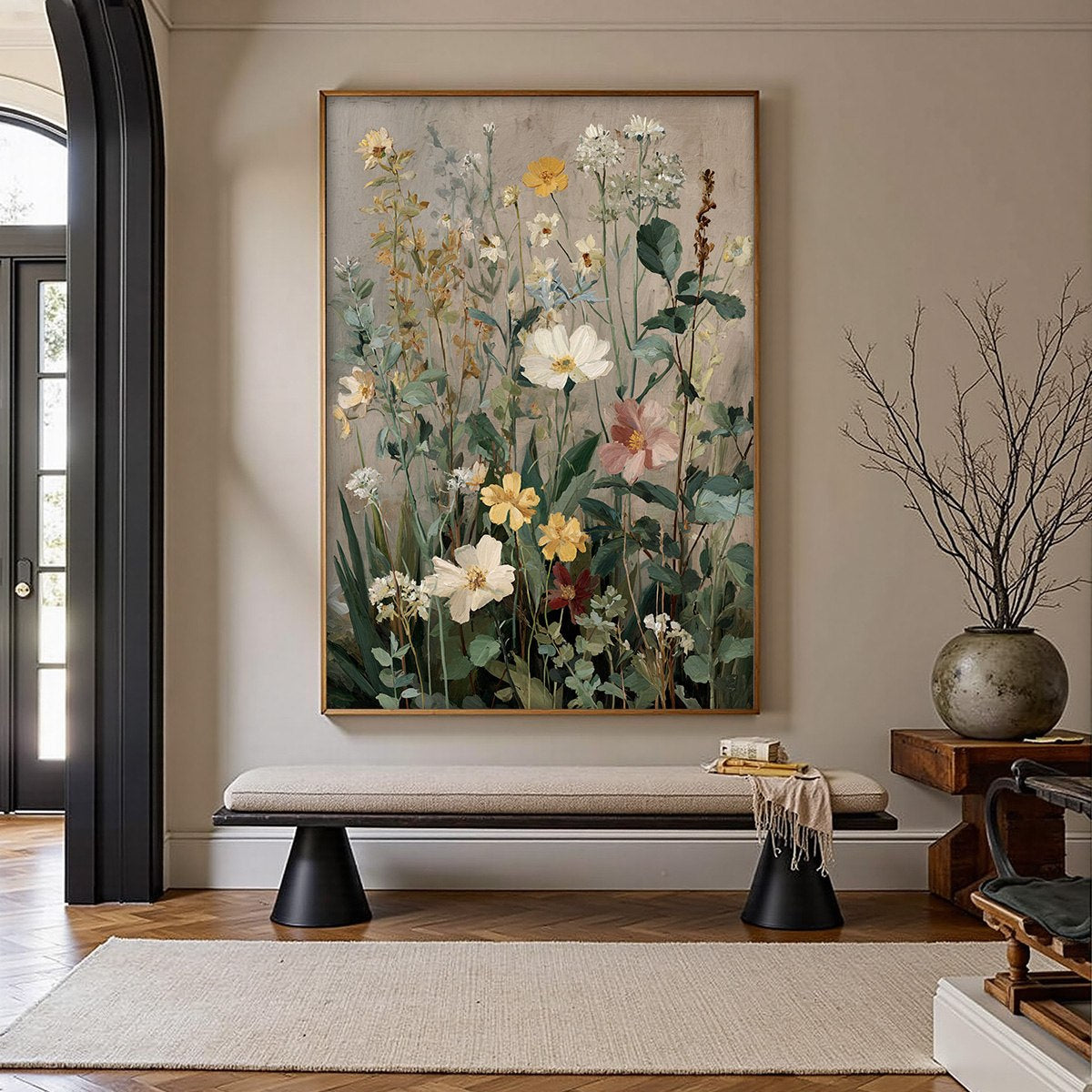 WILD BLOOM SERENADE: Vintage Style Wildflower Meadow Oil Painting