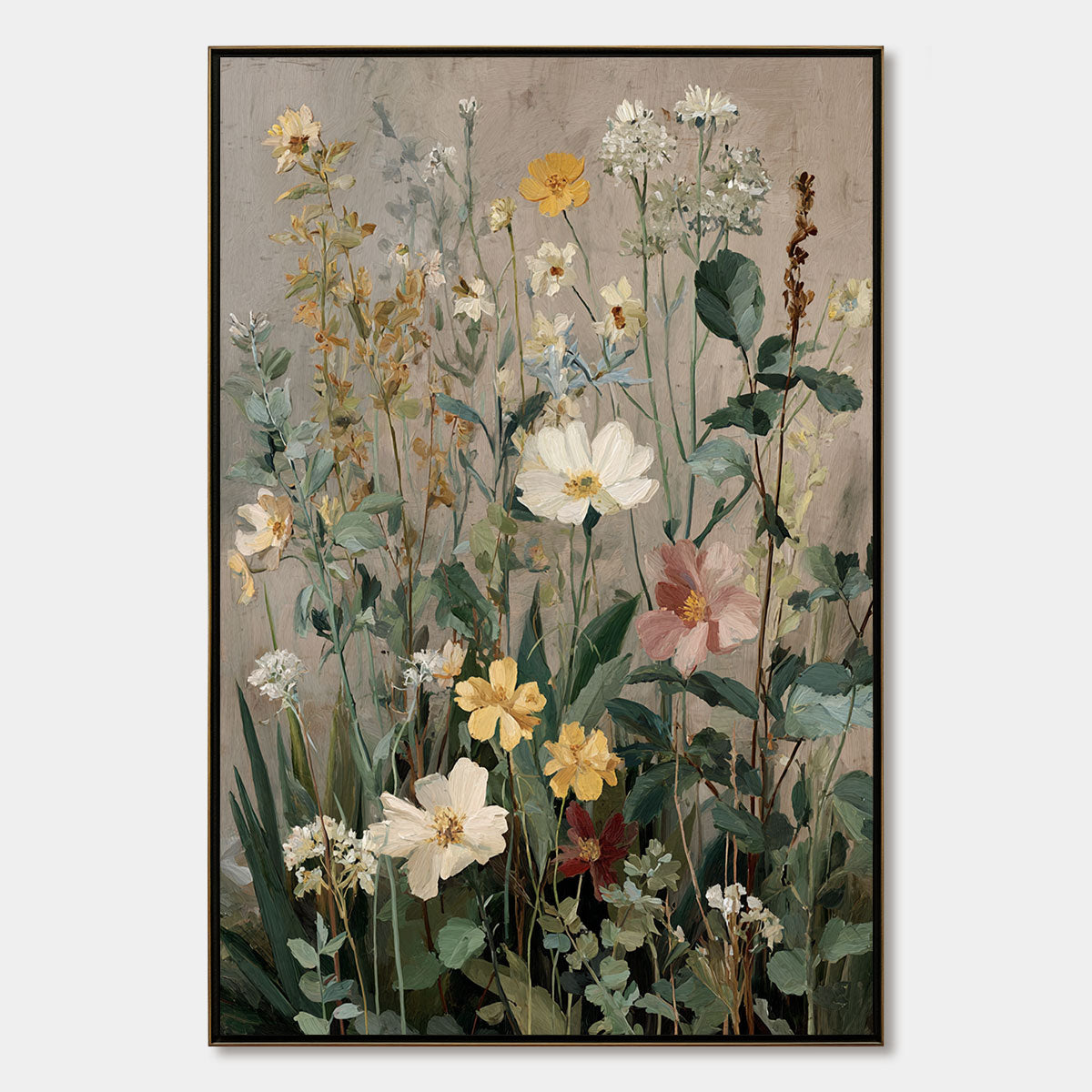 WILD BLOOM SERENADE: Vintage Style Wildflower Meadow Oil Painting