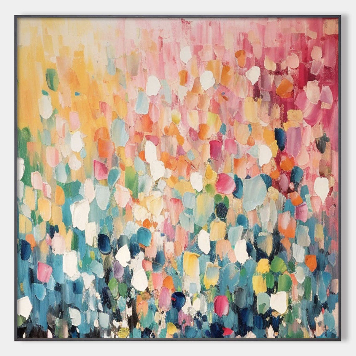 Wild Bloom: Original Abstract Colorful Floral Landscape Oil Painting - Textured Impasto Wall Art