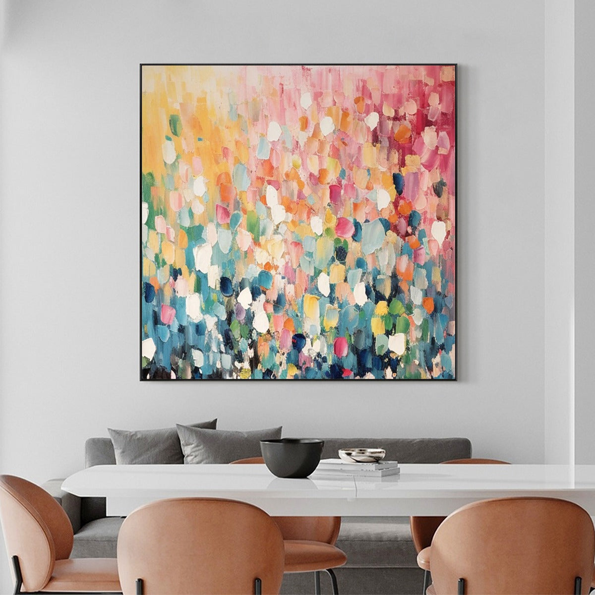 Wild Bloom: Original Abstract Colorful Floral Landscape Oil Painting - Textured Impasto Wall Art