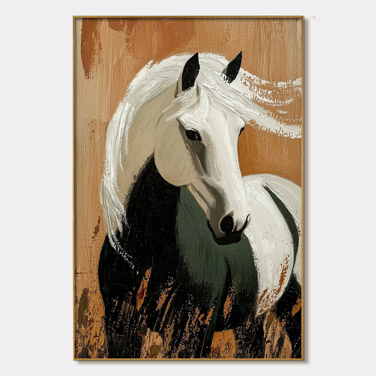 Windwhisper: Original Horse Portrait Oil Painting - Textured Animal Wall Art