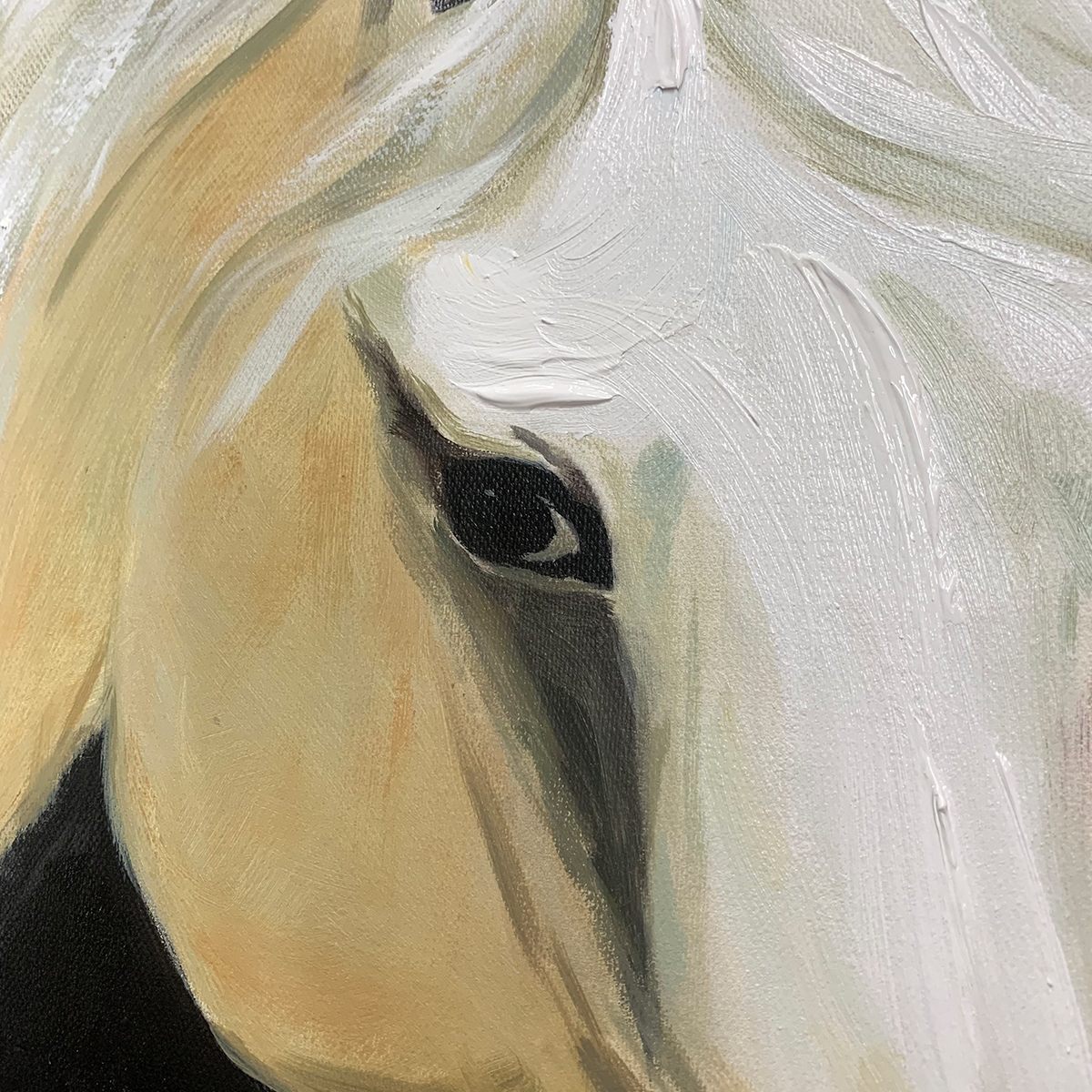 WINDWHISPER: Textured Horse Portrait Oil Painting