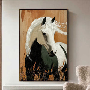 Windwhisper: Original Horse Portrait Oil Painting - Textured Animal Wall Art