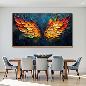 Wings of Fire: Original Textured Abstract Oil Painting - Angel Wings Wall Art