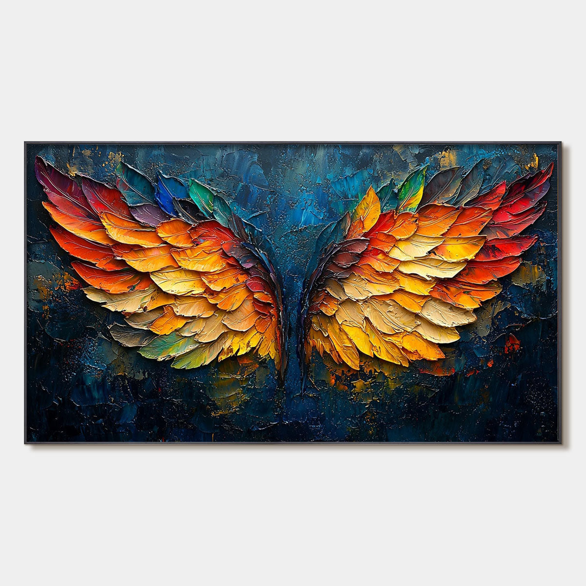 Wings of Fire: Original Textured Abstract Oil Painting - Angel Wings Wall Art
