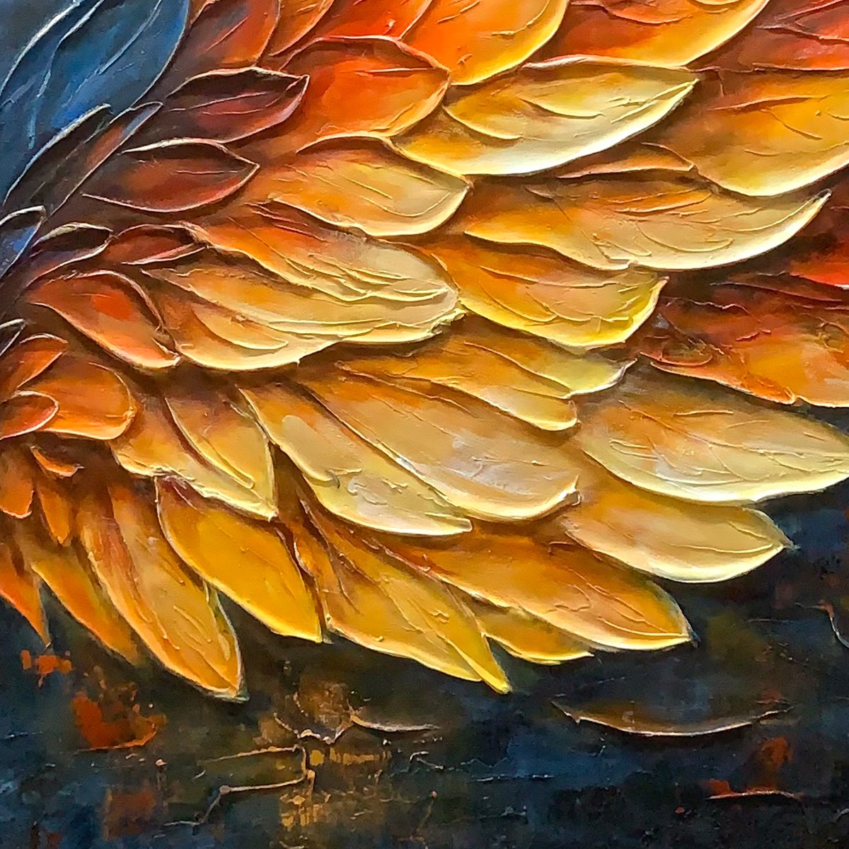WINGS OF FIRE: Textured Abstract Oil Painting
