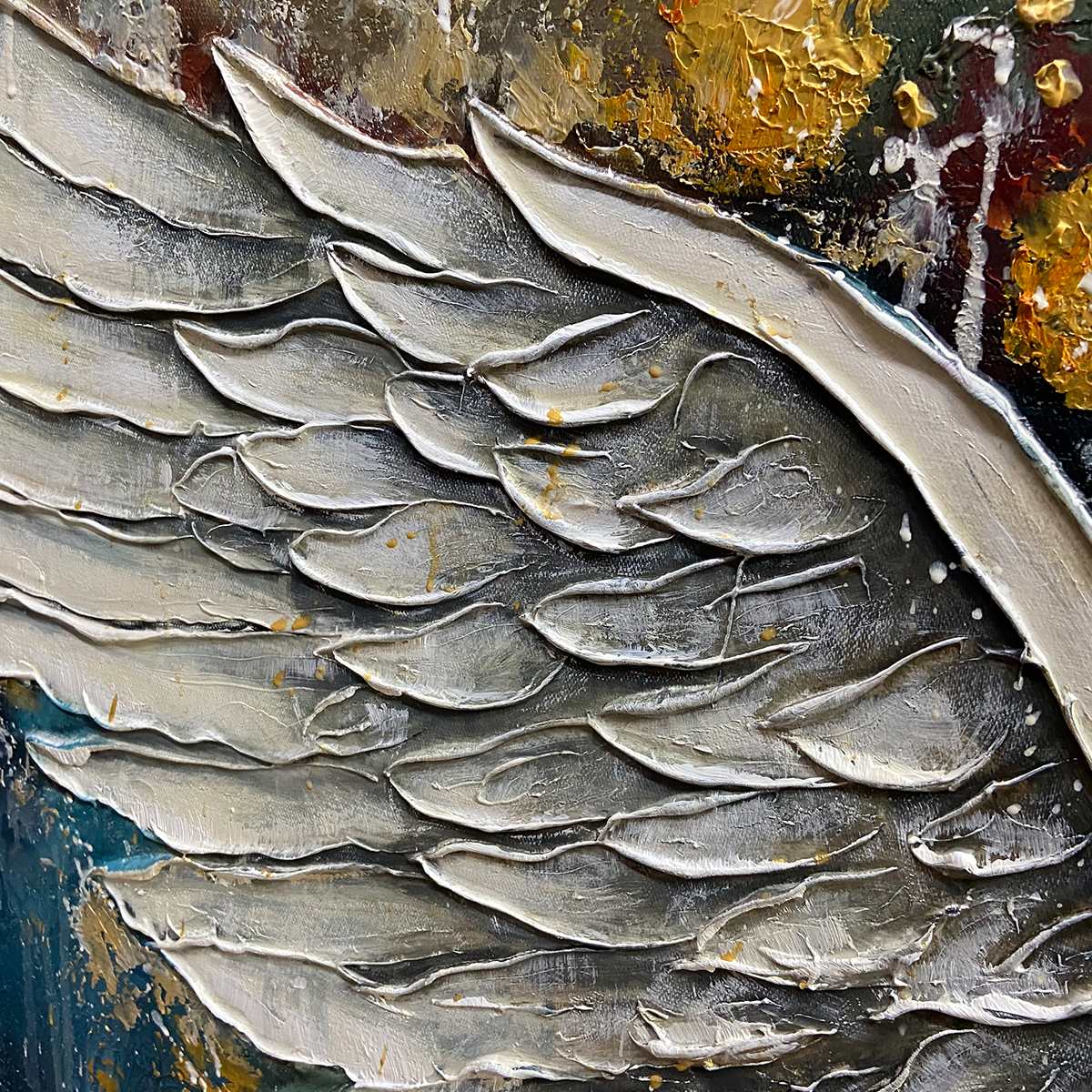 WINGS OF HOPE: Textured Abstract Angel Wings Oil Painting