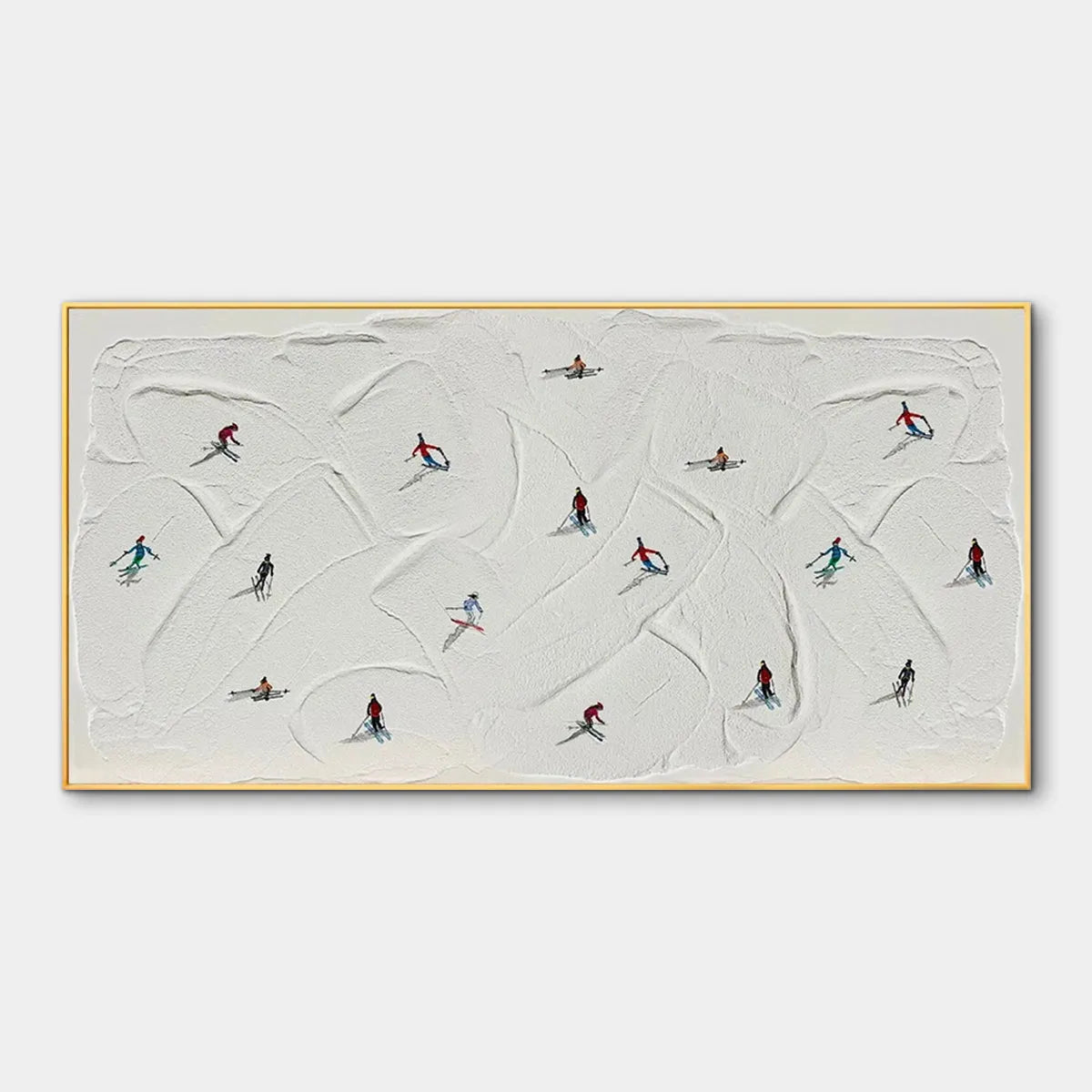 Minimalist Skiing Painting on Textured Canvas