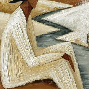 WINTER'S REPOSE: Textured Minimalist Figurative Landscape Painting