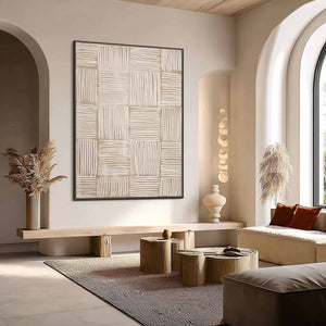 WOVEN CALM: Textured Minimalist Wabi-Sabi Abstract Painting