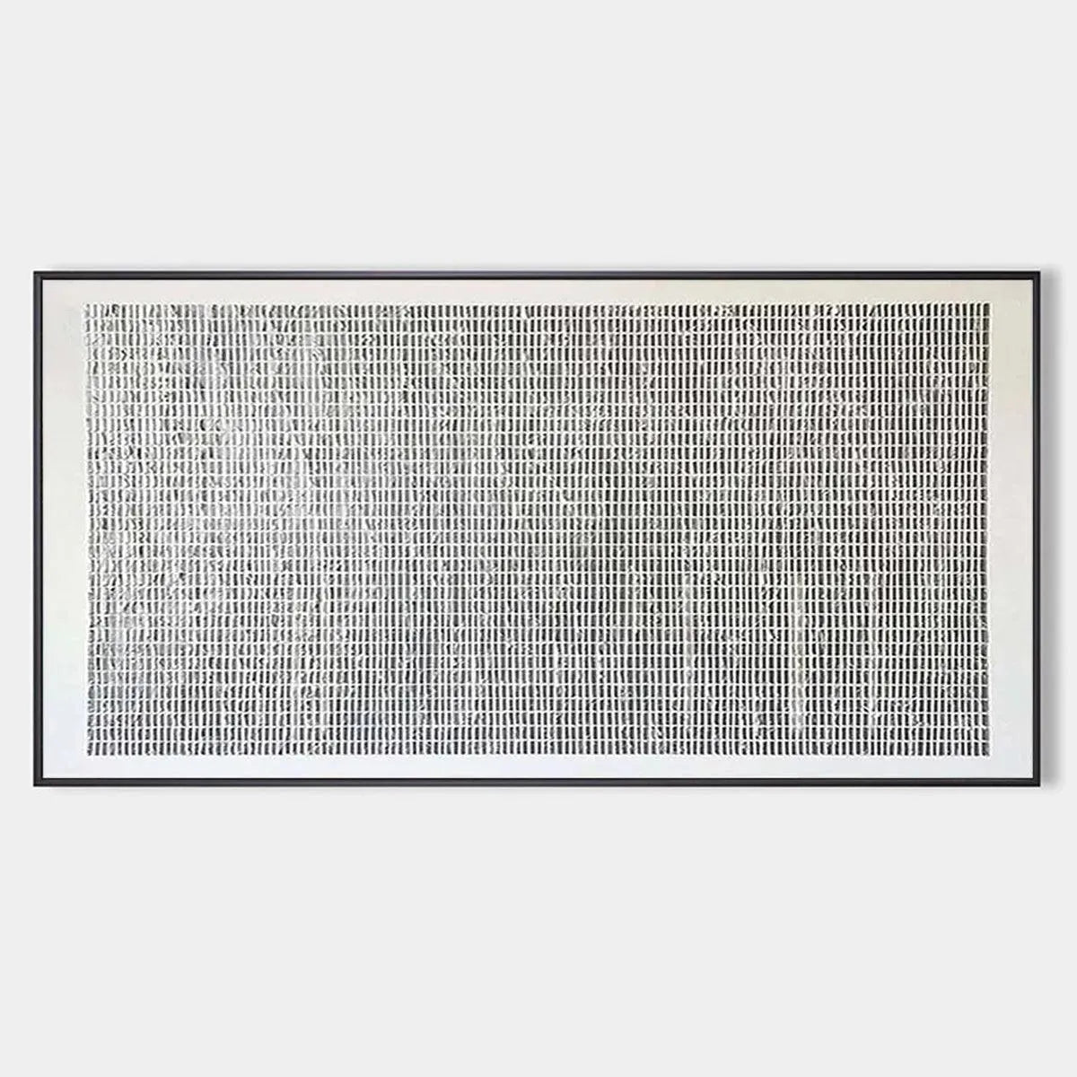WOVEN TEXTURE minimalist grey and white painting by Javier Ramirez showcasing intricate woven pattern
