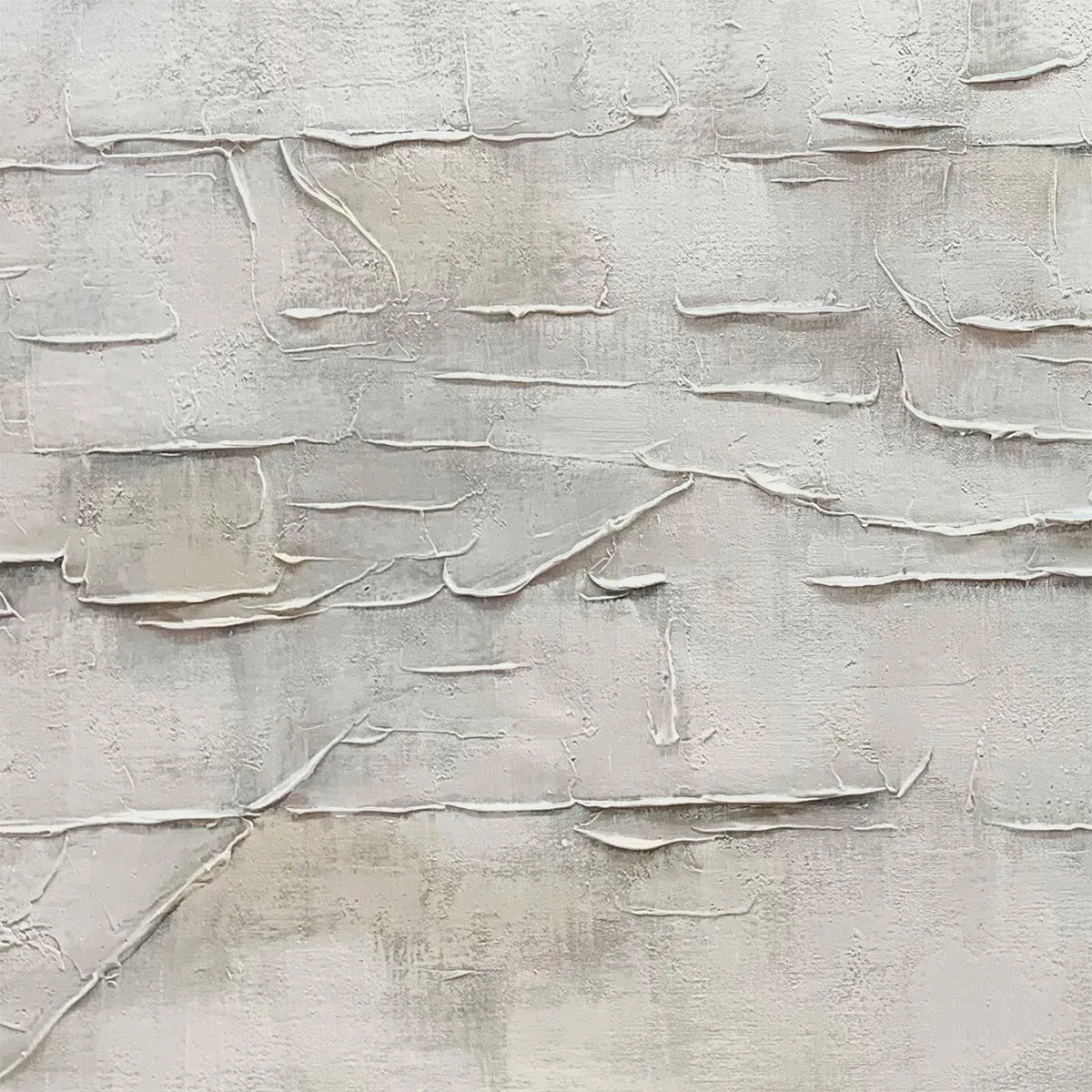 WHITE SANDS: White Abstract Minimalist Oil Painting on Canvas