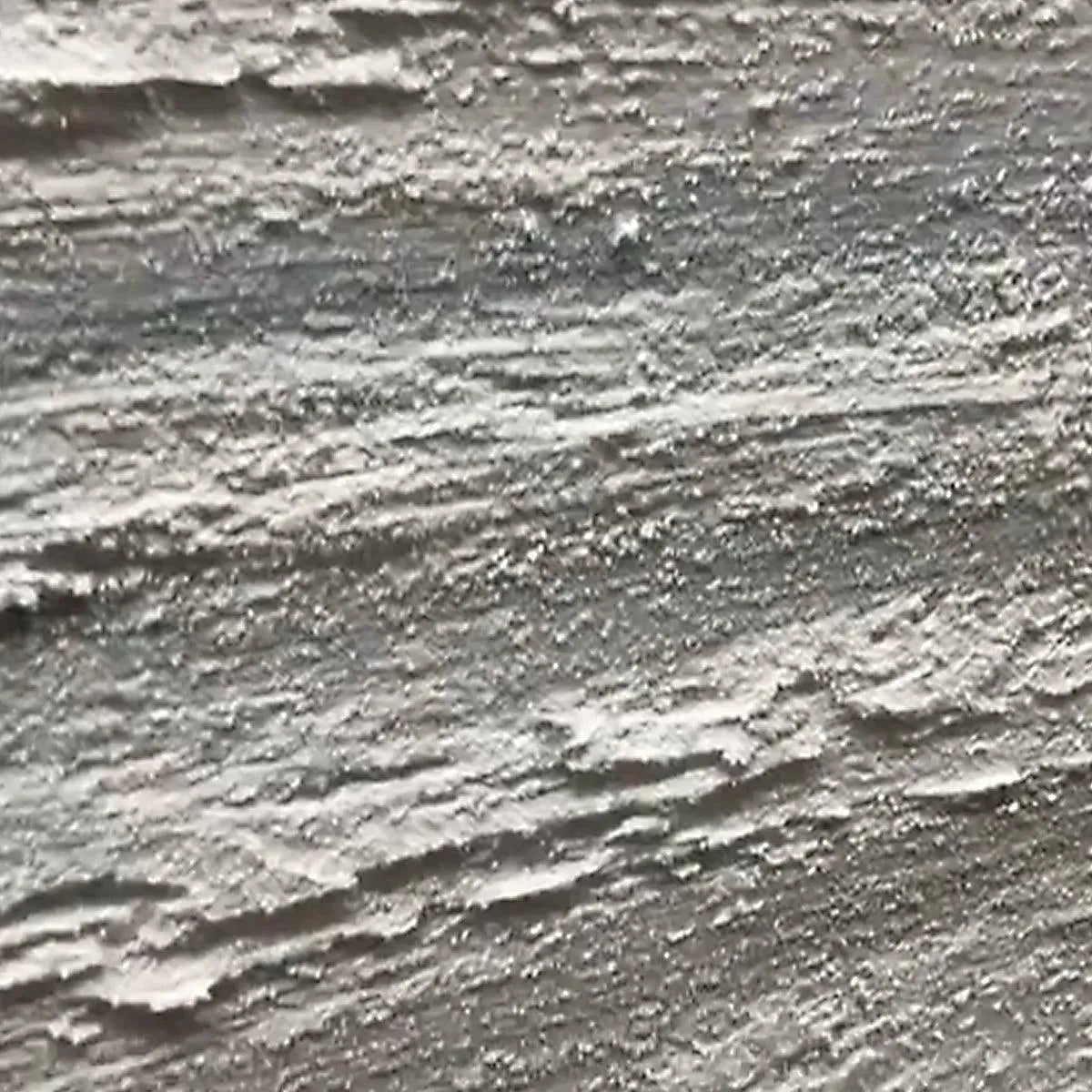 Close up of Liam O'Connell's Tranquil Coast painting texture with thick neutral impasto brushstrokes.