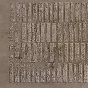 Javier Ramirez's Textured Rectangle Array: Minimalist brown painting, vertical textured rectangles, ideal for modern decor.