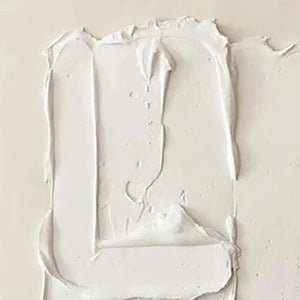 Liam O'Connell's 'White Textured Relief'. Abstract white painting with thick texture, Wabi Sabi style, modern home decor.