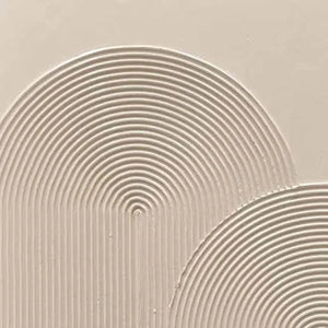 Textured Rainbow beige painting by Javier Ramirez, minimalist modern art with arched and vertical lines