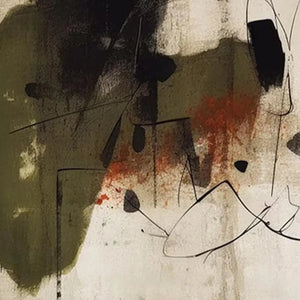 Liam O'Connell UNTITLED ABSTRACT minimalist painting in earthy tones, vertical wall art for modern decor