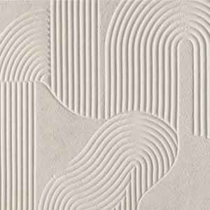 Textured white Wabi Sabi abstract wall art with curved and linear relief forms