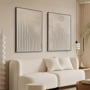 ZEN CASCADE: Wabi Sabi Textured Diptych Wall Art