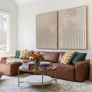 ZEN CASCADE: Wabi Sabi Textured Diptych Wall Art