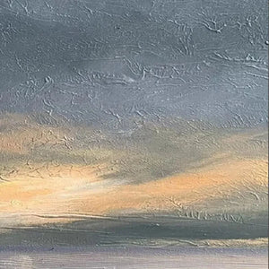 Textured Stormy Seascape painting by Liam O'Connell, square wall art with grey, yellow, and blue hues.