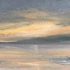 Liam O'Connell Stormy Seascape painting, square wall art with dramatic ocean in grey, yellow, and blue hues.