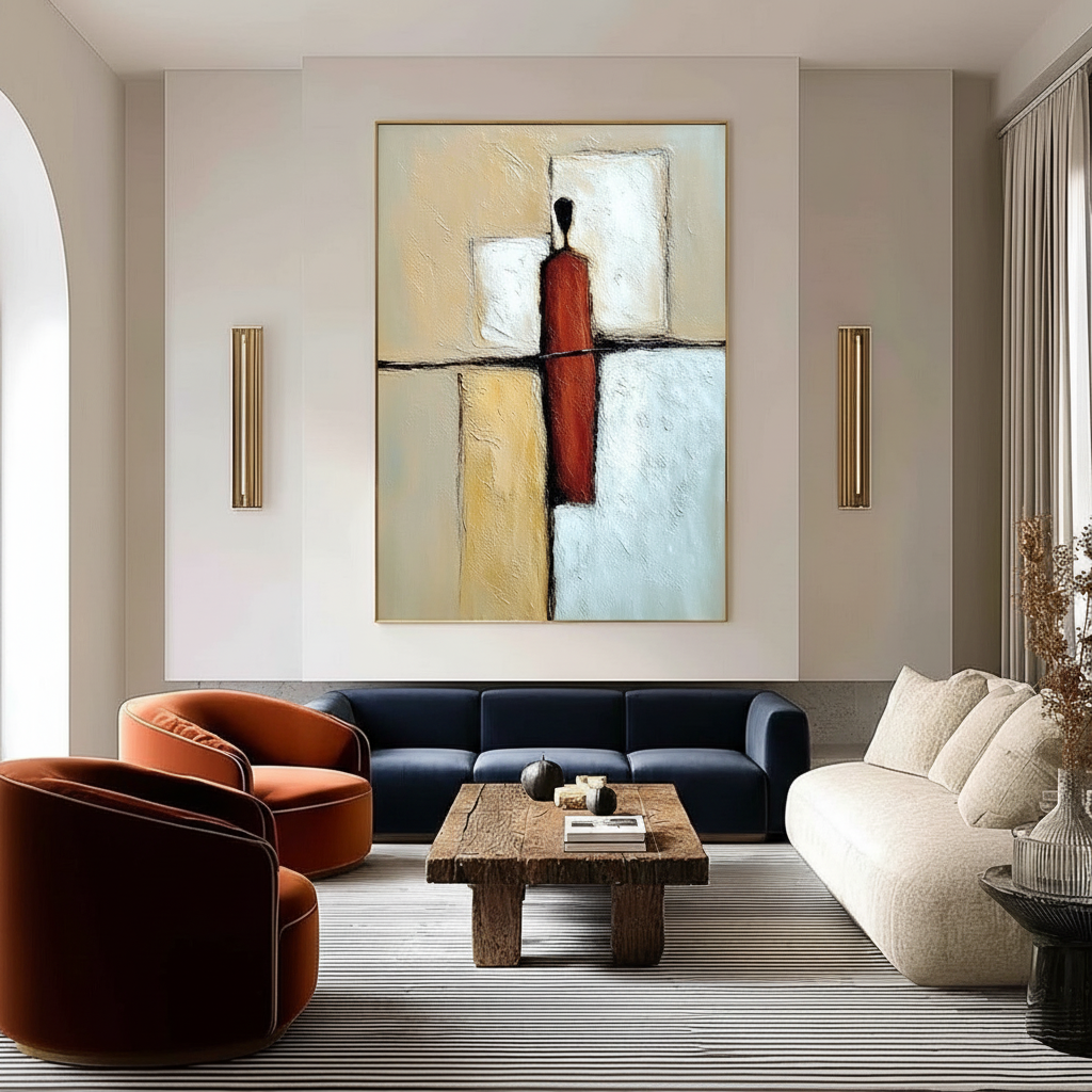 Defining Living Room Zones with Large-Scale Acrylic Art