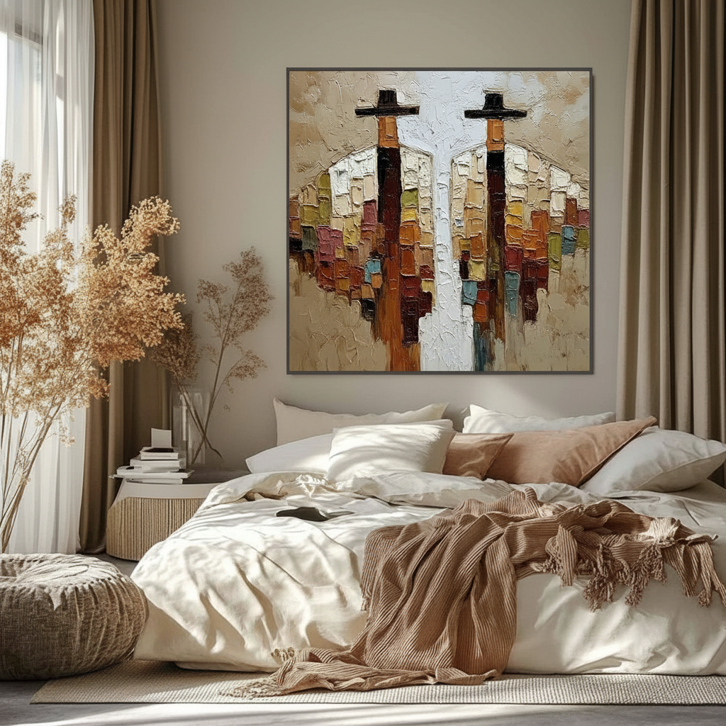 Coordinating Acrylic Palettes with Master Bedroom Textiles
