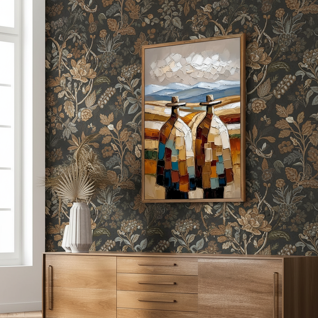 Pattern Play: Layering Original Art Against Wallpaper