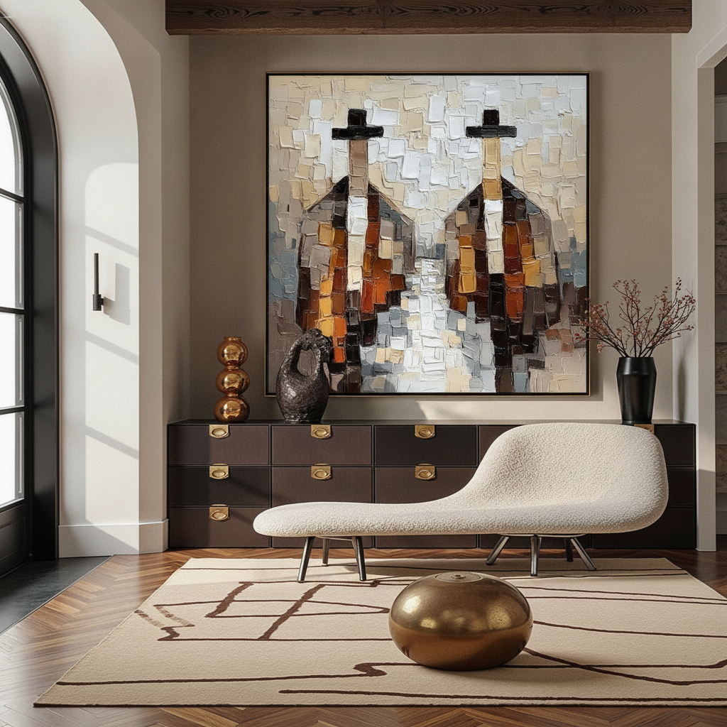 Balancing Traditional Oils with Modern TV-Centric Walls