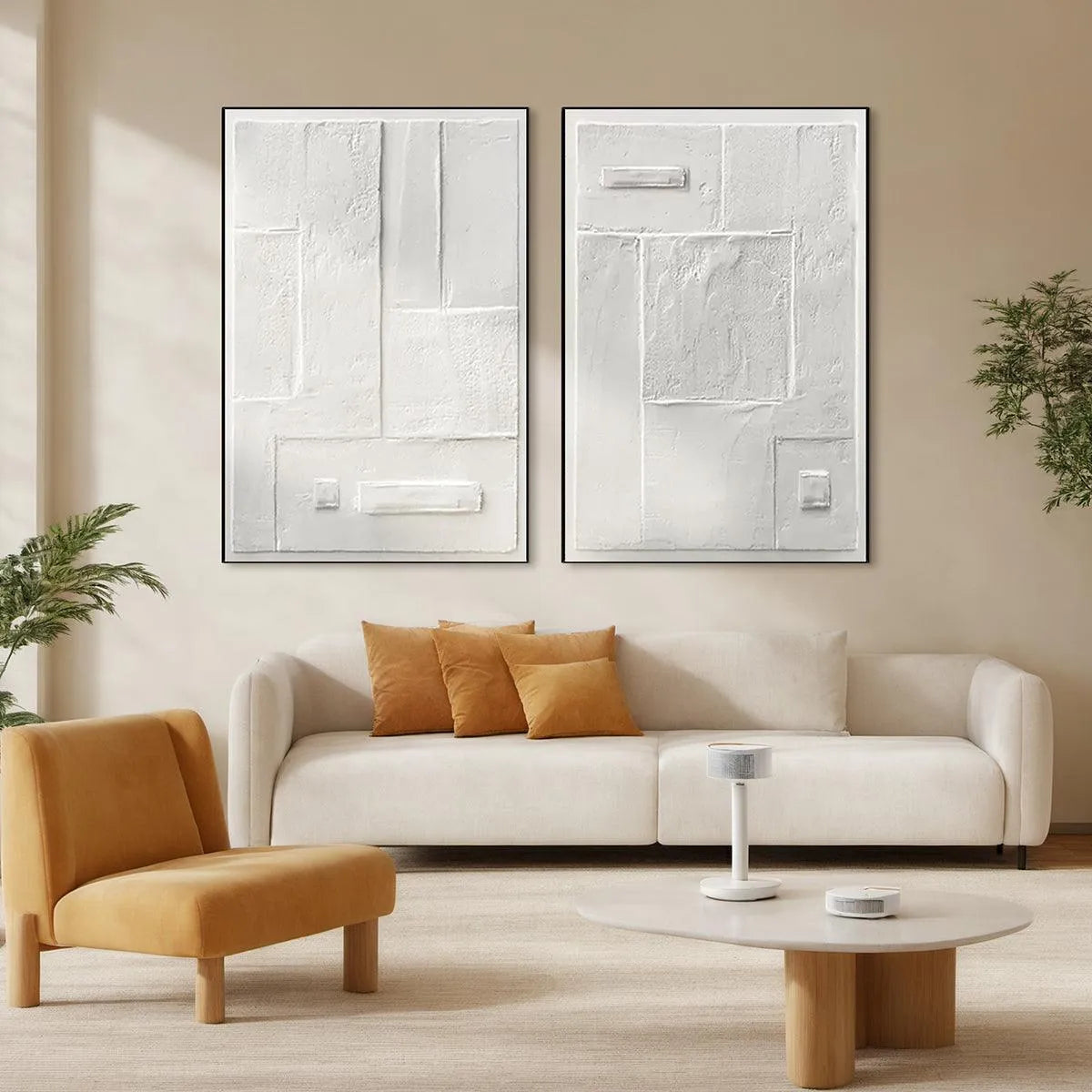 WHITE TEXTURED VERTICAL DIPTYCH: Minimalist Textured Painting Set of 2, Vertical Wall Art