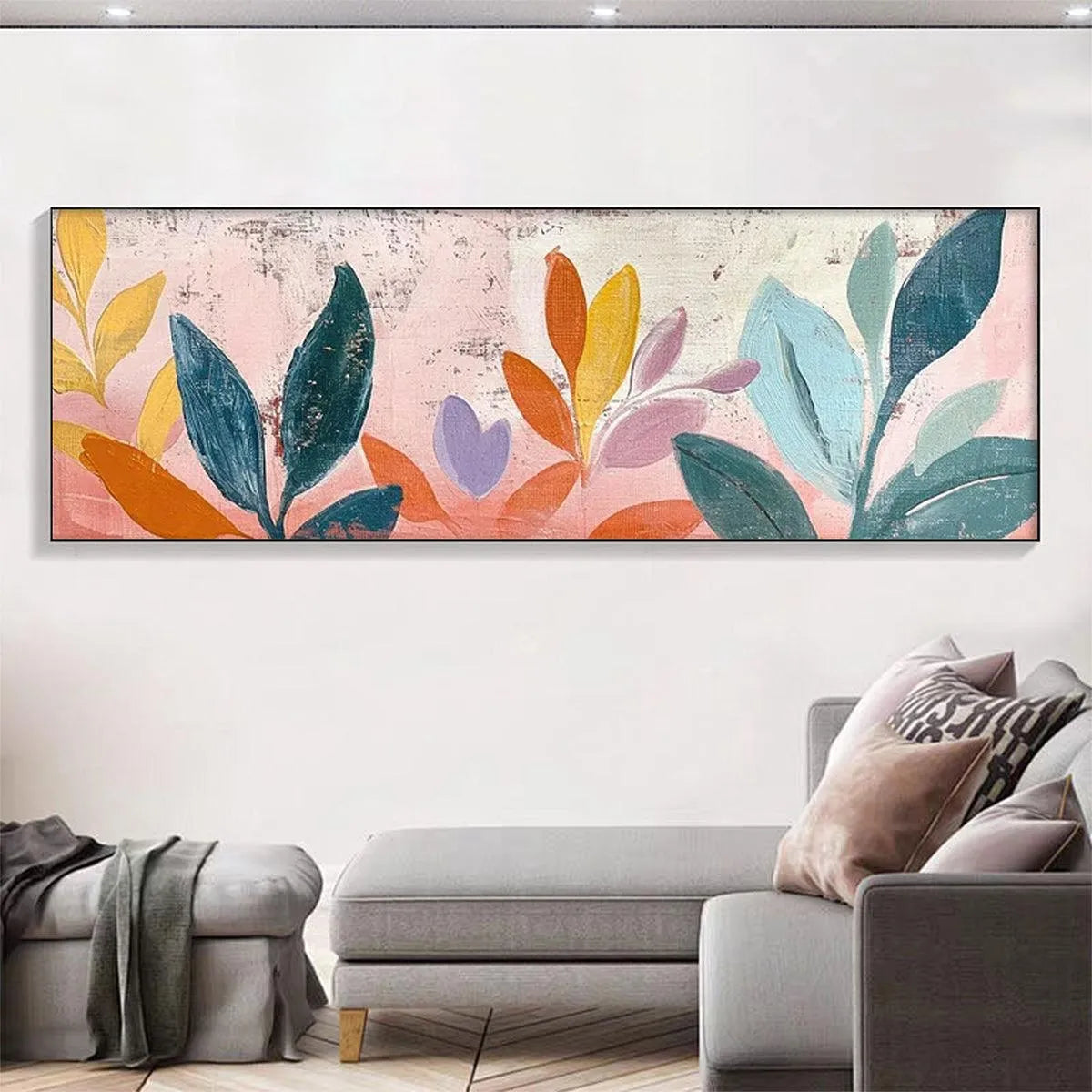 PASTEL BOTANICAL PANORAMIC: Floral Painting, Panoramic Wall Art, Pastel Decor