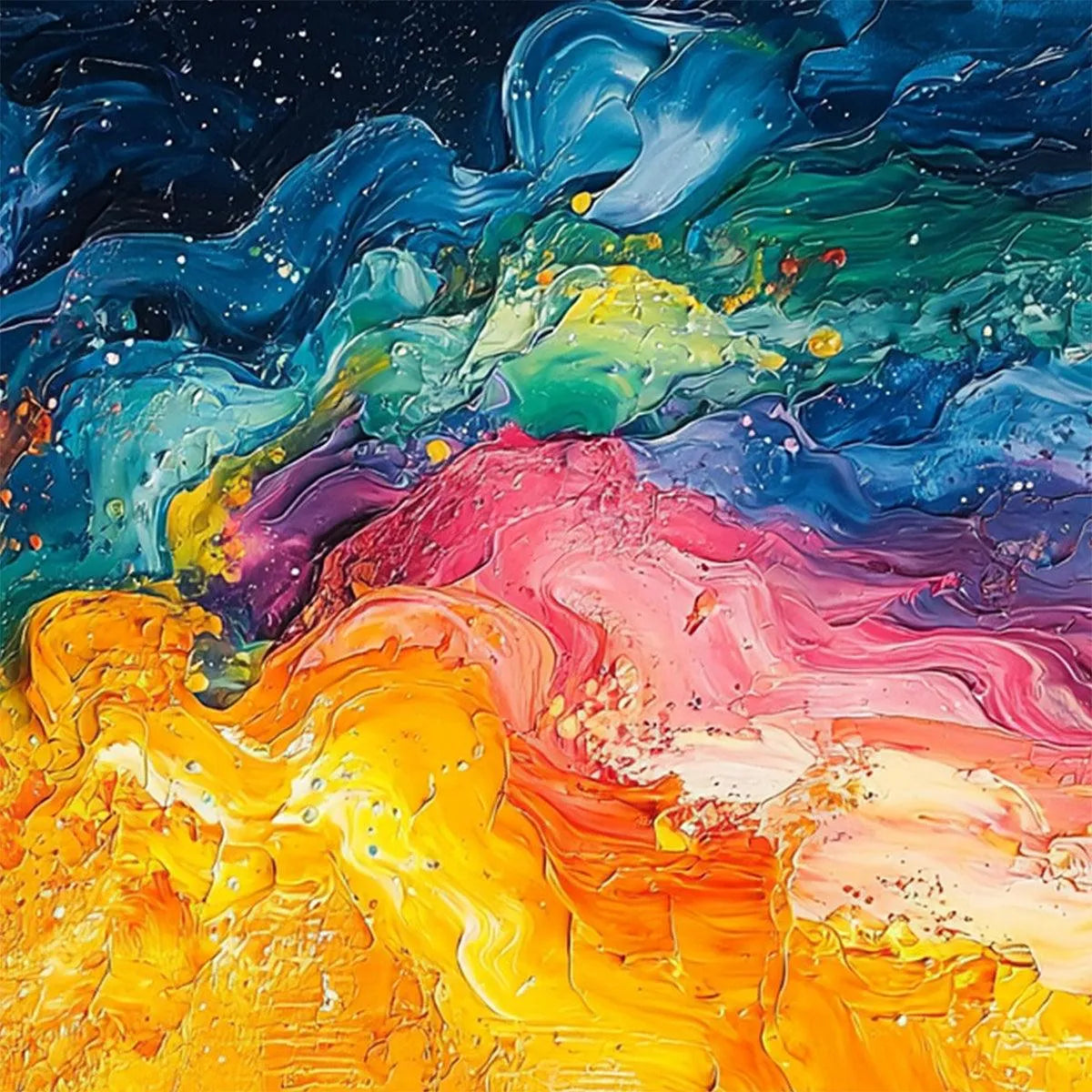 CHROMA NOVA: Panoramic Abstract Rainbow Oil Painting