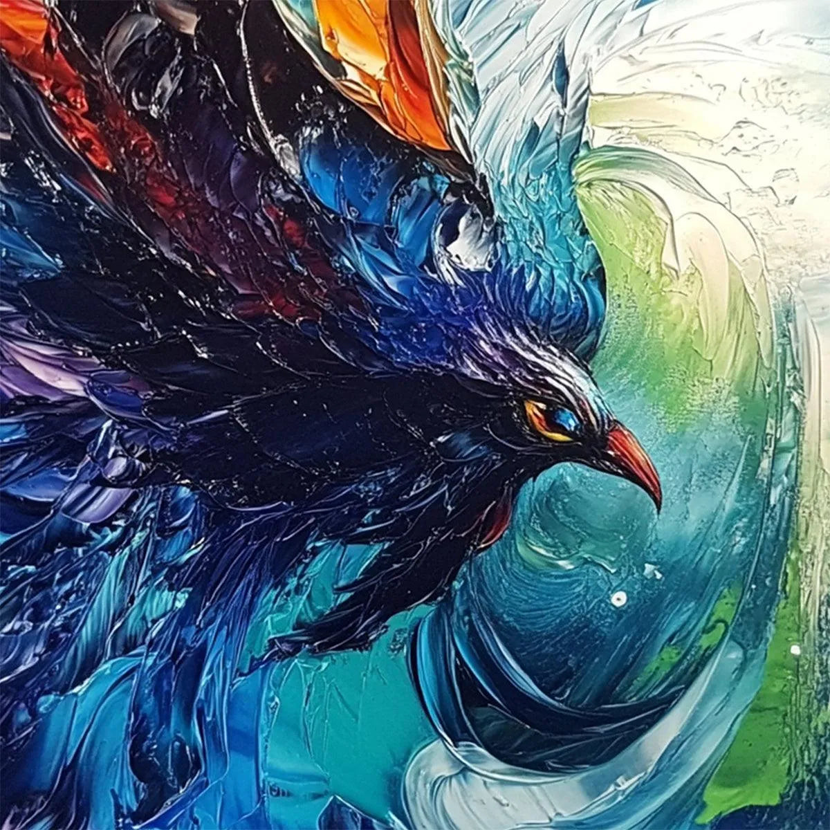 STORM RAZOR: Dynamic Impasto Bird Painting