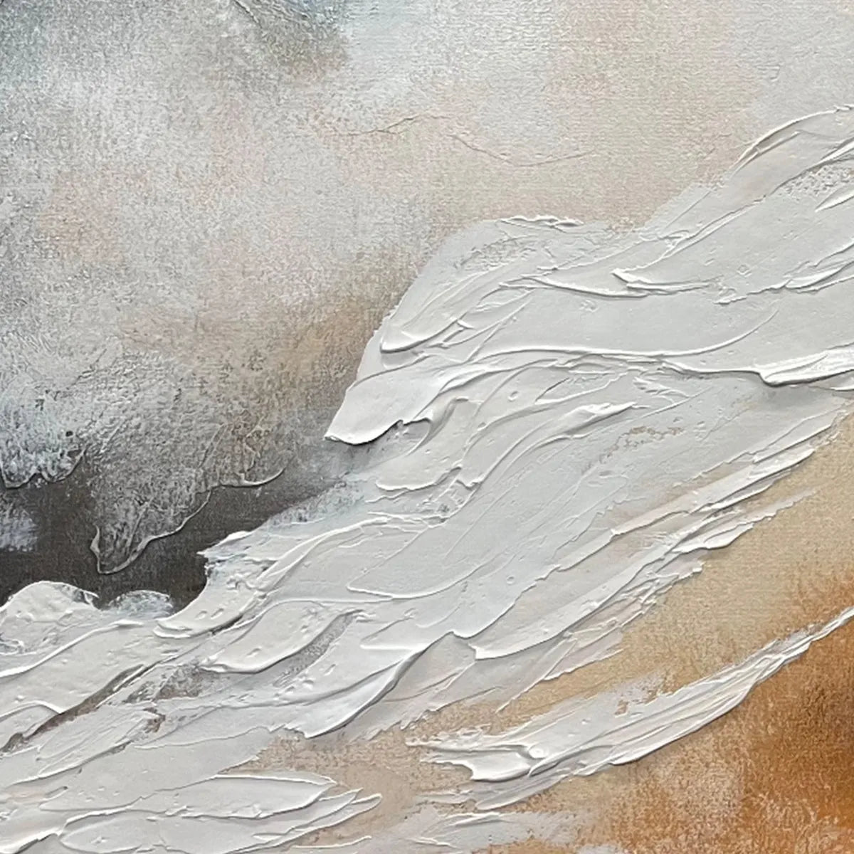 Desert Flow: Abstract Landscape | Orange, White, Grey | Textured