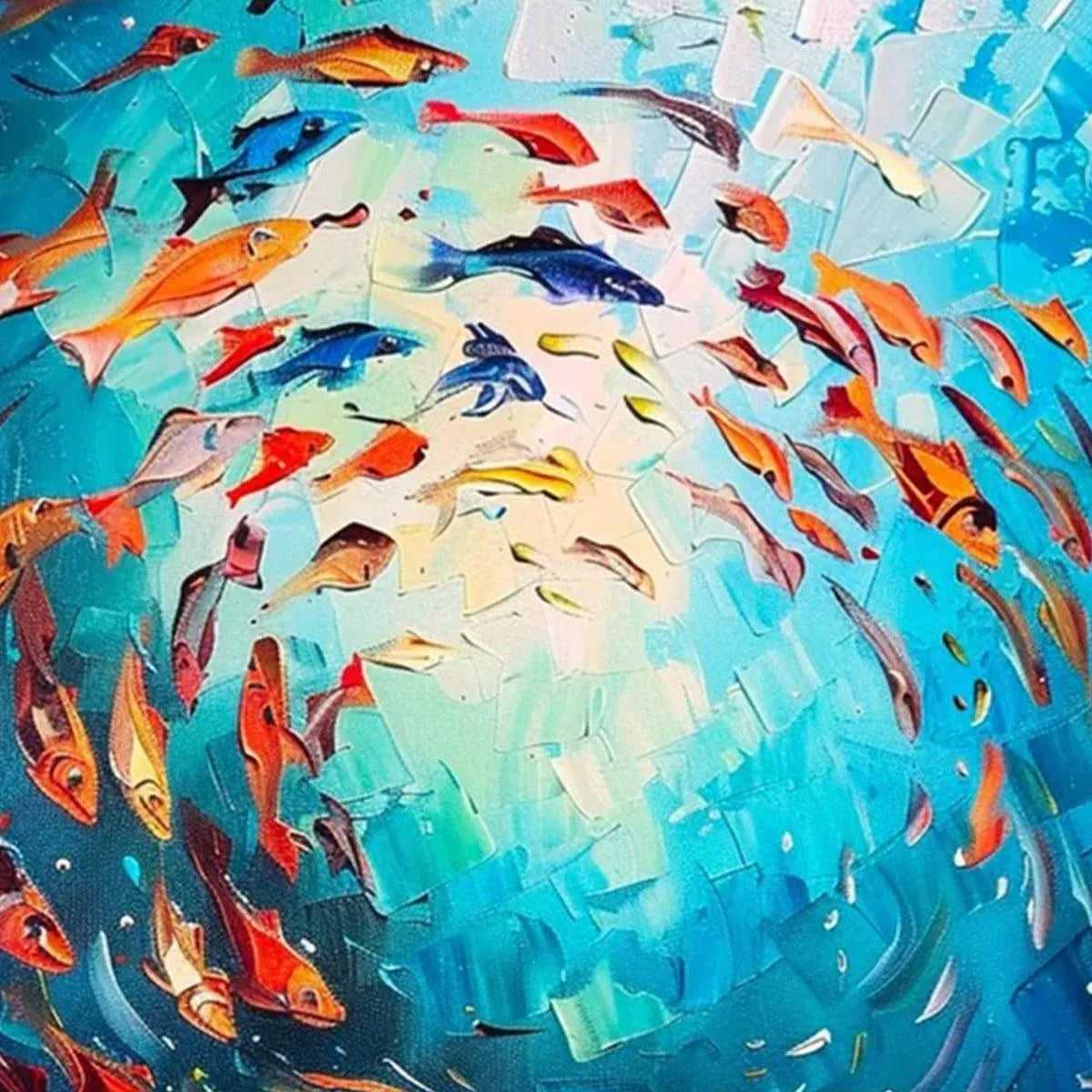 CORAL REEF DANCE: Vibrant Painting of Colorful Fish