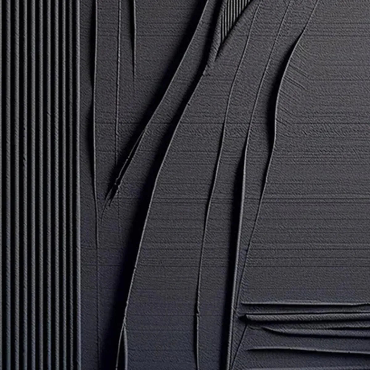 BLACK TEXTURED LINES AND CURVES: Minimalist Textured Abstract Painting