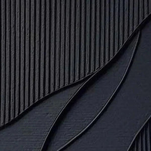 Black Textured Waves by Javier Ramirez: minimalist black abstract art, textured wave forms, modern wall decor.
