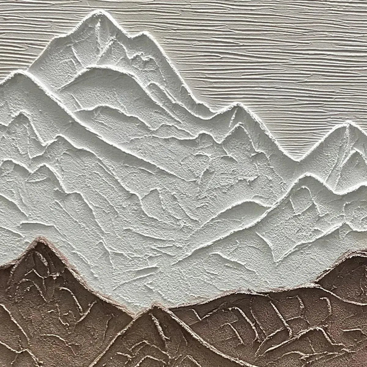 EARTH RIVER: Textured Brown and White Mountain River Landscape Painting