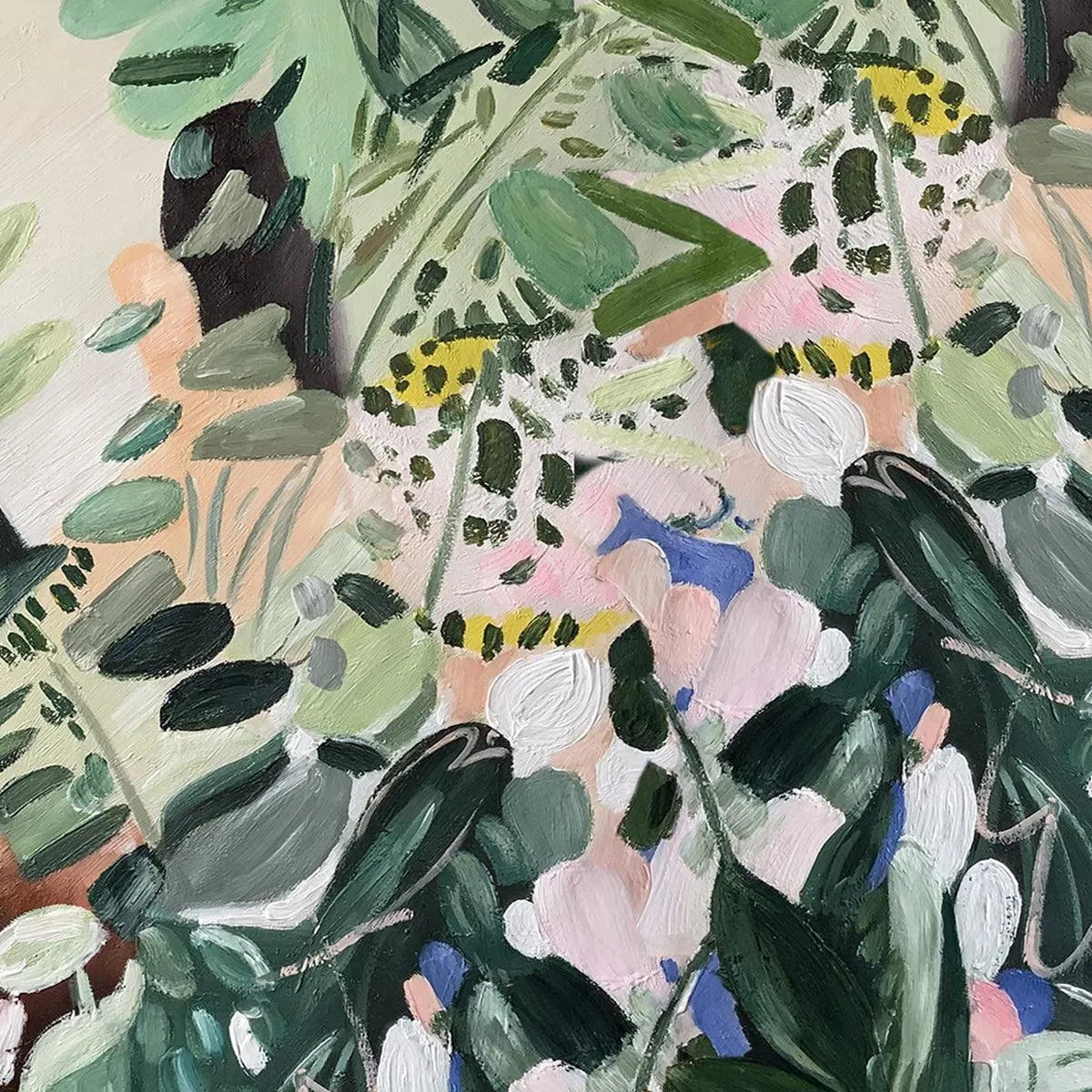 SECRET GARDEN: Panoramic Green Botanical Landscape Painting