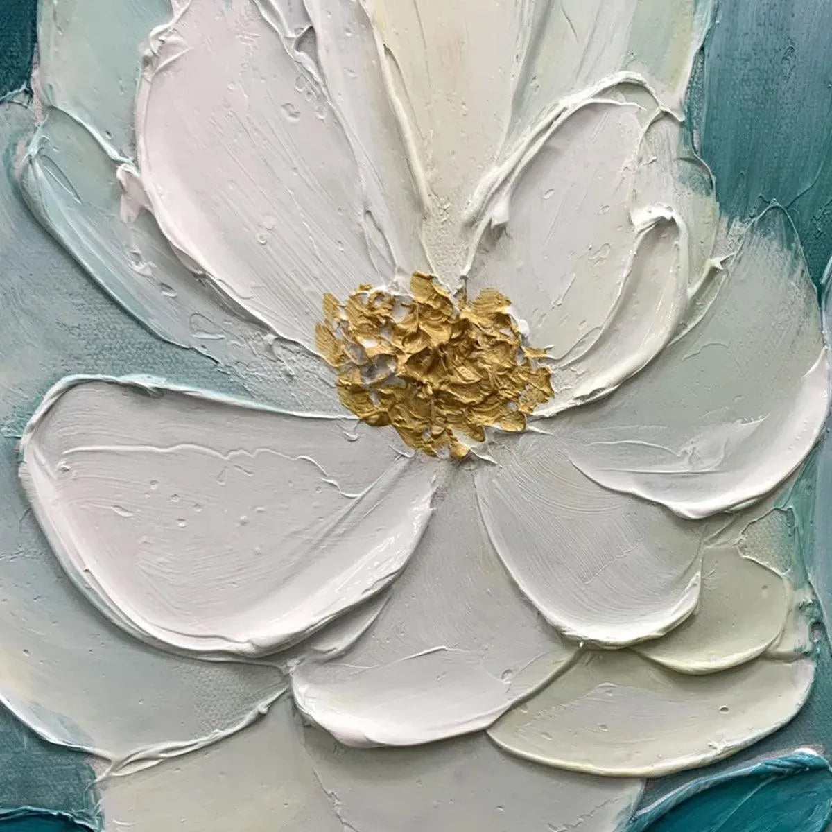 GOLDEN GARDEN: Textured Floral Painting in Teal and Gold