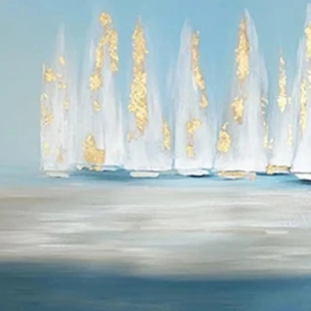 GOLDEN SAILS: Abstract Seascape Painting with Gold Accents