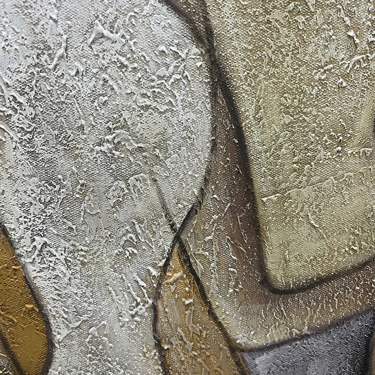 ABSTRACT FIGURES: Textured Abstract Figures Painting, Beige and Brown Wall Art, Horizontal Canvas, Modern Decor