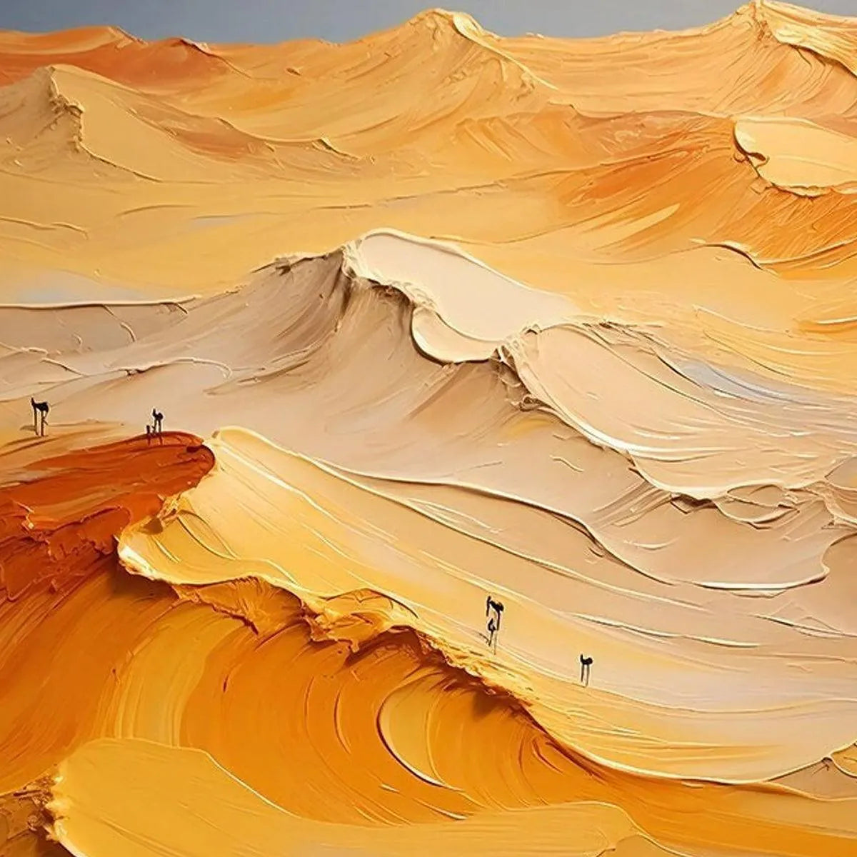 GOLDEN DUNES: Textured Orange Desert Landscape Impasto Painting for Living Room