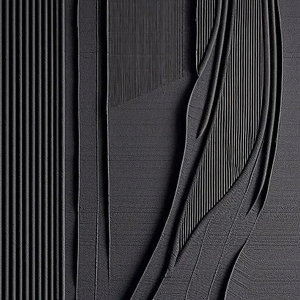 BLACK TEXTURED LINES AND CURVES: Minimalist Textured Abstract Painting