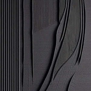 Javier Ramirez, Black Textured Lines and Curves, modern minimalist artwork with textured black lines.
