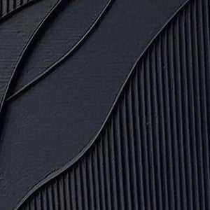 Black Textured Waves painting by Javier Ramirez: close-up of textured black minimalist artwork, modern wall decor