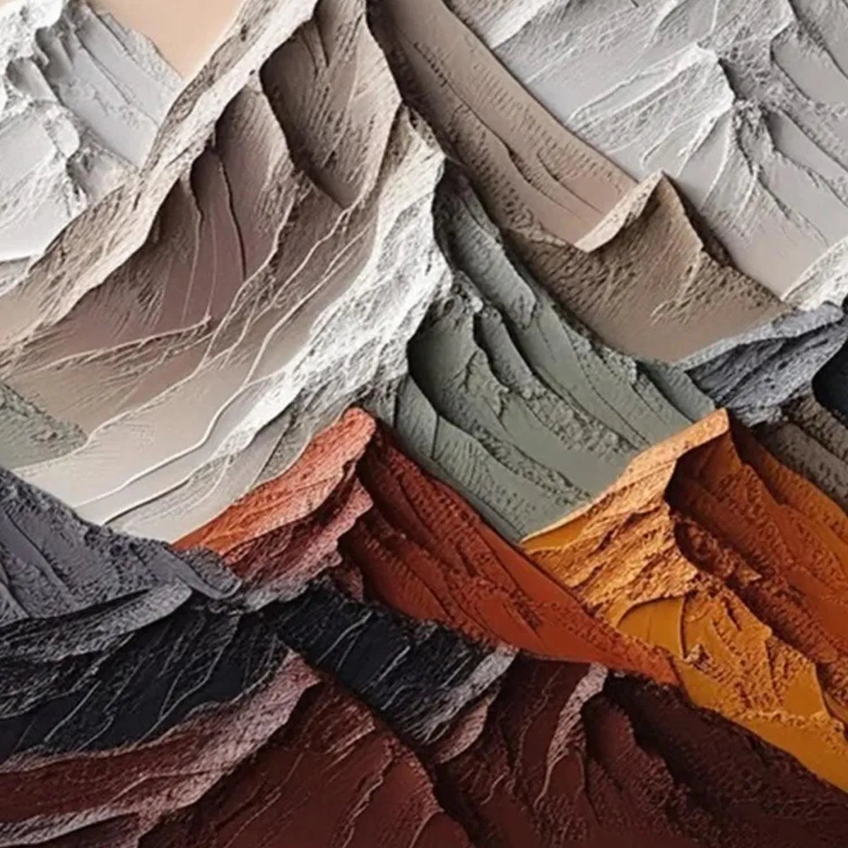 MAJESTIC PEAKS: Textured Impasto Mountain Landscape Painting in Earthy Tones